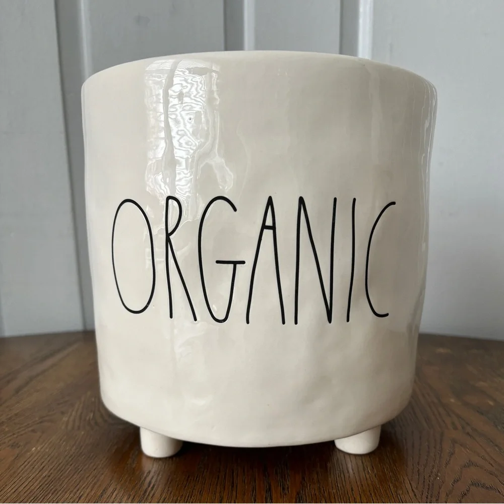 Rae Dunn Footed Crock Planter ORGANIC Ceramic Utensil Holder 8”